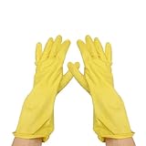 uxcell クリーンラテックス手袋　家庭用　作業用　ウォッシュクリーンラテックス手袋　炊事　掃除用　イェロー　ロング