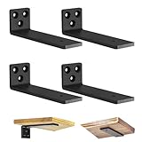 BUFAN 棚受け金具 隠し ブラケット4mm厚 頑丈棚受け 金具 ビス付 耐荷重70KG 棚の補強 l字金具 アイアンブラケット 目立たない棚受け金具 棚 壁掛け ビス付 2本セット（10cm)