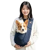 ペットスリング メッシュ 長さ調節可能 犬 抱っこ紐 小型犬 ドッグスリング キャットスリング 抱っこひも キャリーバッグ 猫用 犬用 斜めショルダーバッグ (ネイビー（調節ストラップ付）)