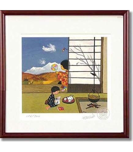 Amazon.co.jp: 絵画 版画 谷内六郎・からすのたき火 インテリア 