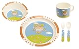 Playshoes Melamine Baby Dinner Feeding Set (Elephant Printed, 5 Pieces, Blue )