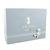 Baby Boy's 1st Birthday Gift Keepsake Box With Teddy by ukgiftstoreonline