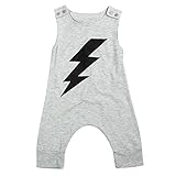 Domybestベビー服　男の子　ロンパース　カバーオール　 ボディスーツ　オーバーオール　ジャンプスーツ　ノースリーブ　稲妻プリント 夏　赤ちゃん　普段着　お出かけ　出産お祝い (80（12-18ヶ