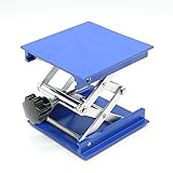4"ラボリフトリフティングプラットフォームシザースタンドラックジャックアルミブルー100x100x150mm