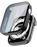 TEIQ アップルウォッチ カバー ケース 44mm 硬度10H 日本製旭硝子 生活-防水 【シリーズ SE3 SE2 SE 6 5 4 対応】 44ミリ (シャイニーブラック)