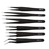 (Ckeyin) ESD 高品質 ステンレス鋼 精密 作業 安全 ピンセット 6本組セット