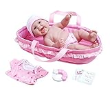 JC Toys La Newborn Realistic All Vinyl Age 2+ Baby Doll Soft Basket Set (6 Piece), 13" by JC Toys [並