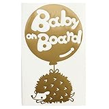 ゴールド（金） Baby on board はりねずみ ハリネズミ 針鼠 動物 ステッカー 窓ガラス用シールタイプ キッズ 子供 妊婦 ※吸盤・マグネット...