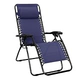 Amazonベーシック 椅子 キャンプ アウトドアチェア 折りたたみ ゼログラビティーチェア 幅65cm W x 奥行90-165cm D x 高さ75-110cm H ネイビー