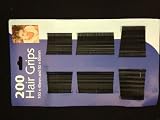 200pc Black Hair Grips Clips Bobby Kirby Pins Clamps Salon Waved Slides by Chancery