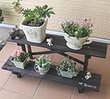 木製　国産　フラワースタンド 2段860 D86cm × D34cm × W30cm ダークブラウン