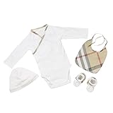 (バーバリーベビー) BURBERRY BABY ベビー服 出産祝い 4点セット (長袖ロンパース&キャップ&靴下&スタイ) B98604 6Mサイズ [並行輸入品]