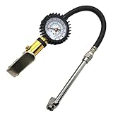 縦型 タイヤ ゲージ 付き エア チャック 空気入れ 減圧調整可能 自動車 バイク 用 (ブラック)