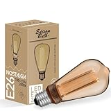 エジソンバルブ E26 LED電球 ノスタルジア (ロングゴールド) 調光器対応 アンバーガラス レトロ 電球色 おしゃれ フィラメント風 裸電球 DD-E26BGNG