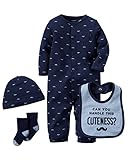 カーターズ Carter's ご出産祝いに カバーオール 長袖 豪華4点 ギフトセット 4-Piece Babysoft Take-Me-Home Set NB (50-55cm) [並行輸入品]