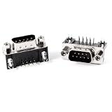 uxcell DB-9 デュアル 行 90度 ロック ねじ D-SUB PCB コネクタ 女性 プラグ 2個入り