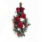 Fashionwu人工ローズ花輪シルクフラワードアHanging
