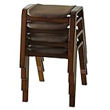 岩附 スツール 木製 4脚入り スタッキング 木製スツール スタッキングチェア チェア チェアー イス 椅子 布(ブラウン) IWC-14F