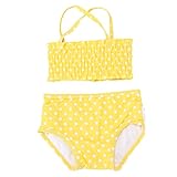 [ ラッフルバッツ ] Ruffled Swimwear スイムウエア Yellow Ruched Polka Dot Bikini イエローシャーリングポルカドット 水着 キッズ [並行輸入品]