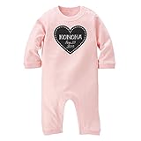 名入れ 長袖 ロンパース [LR404] 80cm ライトピンク×ダークグレーロゴ 出産祝い 誕生日 プレゼント おしゃれな 名前入り ベビー服