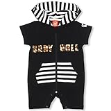BABYDOLL（ベビードール） フード付ヒョウ柄ワッペン半袖ロンパース 子供服 ベビー 80cm ブラック