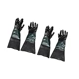 Fenteer サンドブラスト用　保護手袋（60cm）　2ペア　ロング　PVC＋綿製　吸汗　快適　柔らかい　　