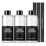 COCODOR ココドール ディフューザーオイル詰め替え用 ピュアコットン(Pure Cotton) 200ml 3個セット リードディフューザー スティック付き リフィル ルームフレグランス 芳香剤 人気