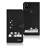 Qribo Google Pixel 4a 5G ケース 手帳型 ピクセル4a 5G ケース 手帳型 ぐーぐるぴくせる4a 5G ケース シンプルなのに可愛いデザイン エンボス加工猫柄 うれしい気持ち 6.2インチ対応 グーグルピクセル 4a 5G ケース Pixel4a 5G カバー Pixel 4a 5G スマホケース 薄型 防水 の耐久性 滑り防止 美しい 贈り物 友達 - 黒