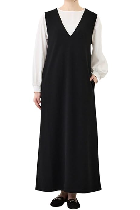 Amazon.co.jp: [evene] レディース ロング ワンピース ブラックコーデ  