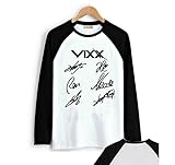 Fanstown VIXXシャツ署名ブラック肩長袖+ 2ピースのLomoカード