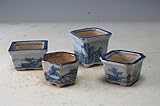お買い得　中国ミニ山水画盆栽鉢　4点セット（Ｂ）