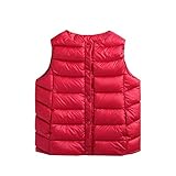 REILI　ベビー　ベスト　無地　ダウンベスト　男女兼用　子供服　男の子　女の子　可愛い　秋冬　防寒服　シンプル (100, レッド)