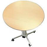 ルネセイコウ テーブル ペダル昇降式 オージーリフトテーブル 直径80×高さ69-105cm ナチュラル/ホワイト OG-16