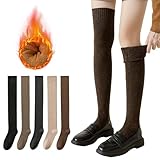 [GreenGee] ニーハイソックス レディース 暖かい 厚手【5足セット・防寒保温・足長効果・保温吸湿】 ハイソックス 綿 春秋冬 足冷