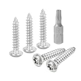 uxcell M4 x 20mm ボタンヘッドトルクスセキュリティーシートメタルスクリュー 20個304ステンレススチールタンパーレジスタントセルフタッピングスクリュー T20ビット付き 防犯木製スクリュー（シルバー）