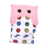 Kesoto ベビー用手袋　歯がため　歯固め　食品級シリコン手袋　動物の型　音を出す　かわいい　柔らかく　調整可能　6ヶ月～24ヶ月　全5色 - ピンク, 約95 * 70ミリメートル