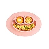 DEMET 可愛いお食事マット ランチョンマット 仕切りランチプレート 離乳食 ベビー食器 幼児 赤ちゃん 子供用プレート　 (ピンク)
