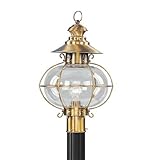 Livex Lighting 2226-22 Outdoor Post with Hand Blown Clear Glass Shades, Flemish Brass [並行輸入品]