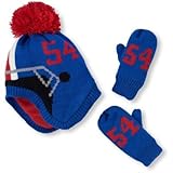 THE CHILDREN'S PLACE(ザ・チルドレンズプレイス) フットボール ヘルメット ポンポン ハット& ミトン セット エッジブルー 小物 12～24ヶ月【並行輸入】