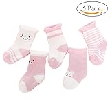 Ochine 5足組 セット ベビー用ソックス 笑顔付き キッズ かわいい靴下 厚め 秋冬 保温 洗い換え7色3サイズ 綿95％ 柔軟なくつした 出産お祝い 0~3歳