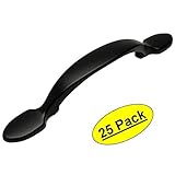 Cosmas 9502 FBフラットブラックキャビネットハードウェアFootedハンドルプル – 3 "インチ( 76 mm )穴中心 – 25パック