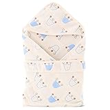 多機能　6重ガーゼケット　ベビー　おくるみ　ガーゼタオル　ベビーブランケット　コットン100%　通気　フード付き　 (クラウン&ブルー)
