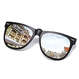 クリップオン サングラス 偏光 サングラス メガネにつける クリップオン 跳ね上げタイプ UVカット運転 屋外の活動用 男女兼用 (シルバー)