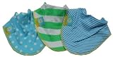 Cornish Daisy 3 Dribble Bib gift set:- Blue, Green and Turquoise Spots and Stripes by Cornish Daisy