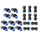 B Baosity 20個セット　空気圧コネクタ　エルボ+ストレート　チューブ継手　6mm径　プッシュ　