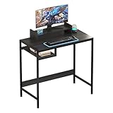 デスク ゲーミングデスク パソコンデスク ラック付き 幅80cm 机 pcデスク 勉強机 オフィスデスク 学習 机 棚付 ブラック