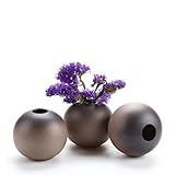 T4U 8CM 古風陶器鉢 柴焼き花瓶 花器 水生植物 生け花 ボール型 3点入り