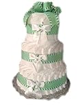 Classic Pastel Baby Shower Diaper Cake (3 Tier, Green) by Rubber Ducky