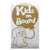 ゴールド（金） 犬 キャバリアキングチャールズスパニエル 風船 Kids on board キッズオンボード ステッカー 窓ガラス用シールタイプ 車 戌 ...