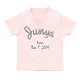 名入れ Tシャツ / ベビーサイズ [BT152] 90cm ライトピンク×グレーロゴ 出産祝い 誕生日 プレゼント おしゃれな 名前入り ベビー服